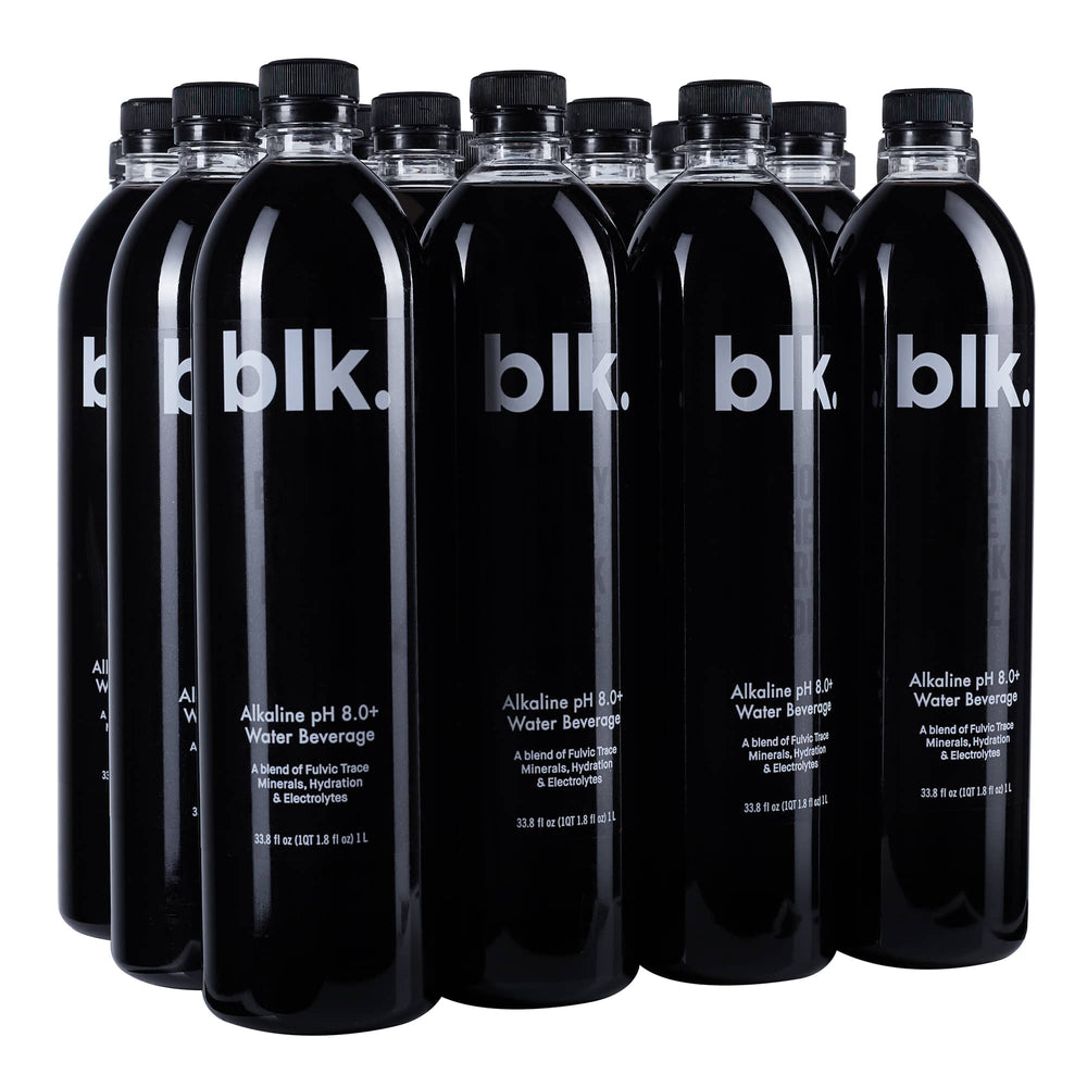 blk. Natural Mineral Alkaline Water, ph8+ Fulvic & Humic Acid Extract,  Trace Minerals, Electrolytes, Hydrate with Essential Minerals, 33.8 oz, 1L,  12